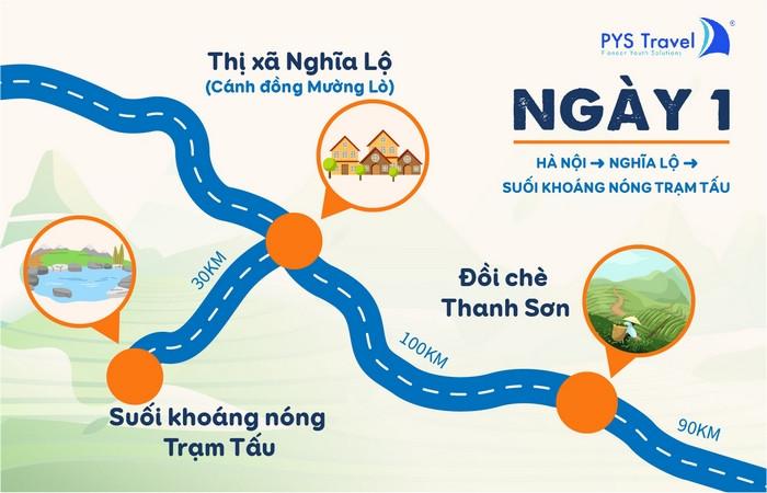 Lịch trình ngày 1 tour Mù Cang Chải 3 ngày 2 đêm